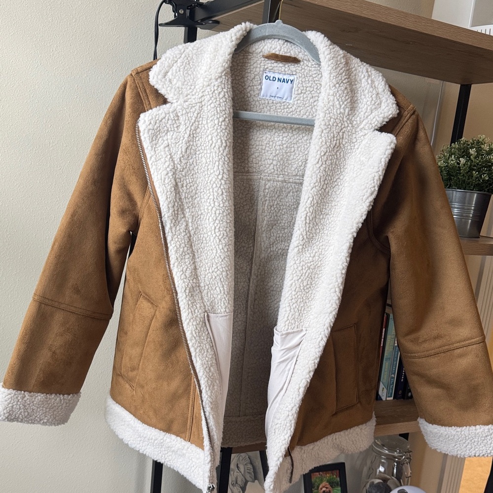 Old Navy Tan and Cream Sherpa Jacket